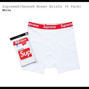 Large- 4 PACK Supreme Hanes White Boxers Briefs